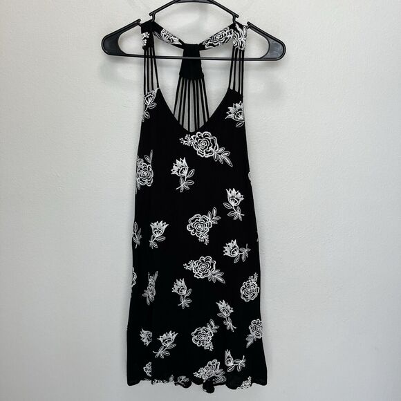 Sequin Hearts | Black & White Floral Embroidered Dress Strapped Back Small - Picture 2 of 8